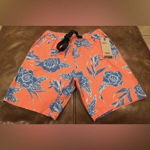LEVI’S ORANGE STRETCH FLORAL HAWAIIAN UTILITY SHORTS SIZE SMALL MEN’S NWT